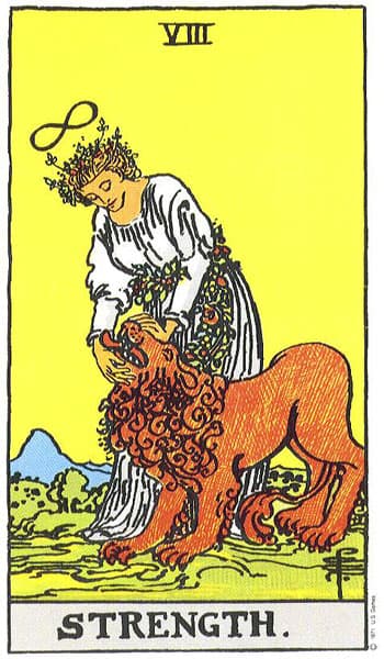 Strength Tarot card from the Rider-Waite-Smith deck
