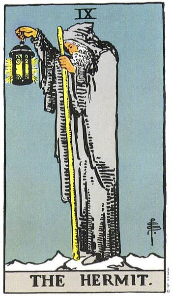 The Hermit Tarot card from the Rider-Waite-Smith deck