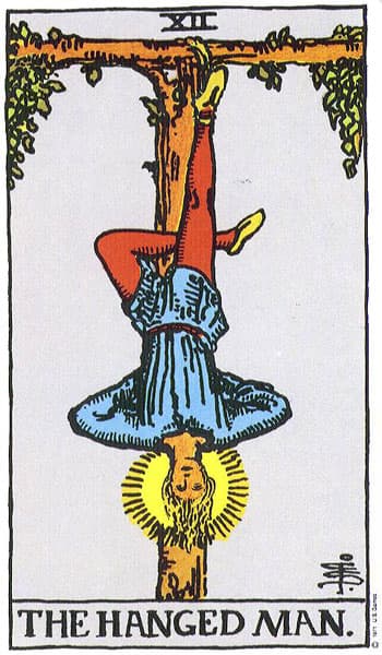 The Hanged Man Tarot card from the Rider-Waite-Smith deck
