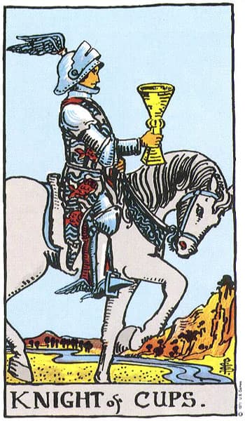 Knight of Cups, original Rider–Waite–Smith tarot artwork by Pamela Colman Smith
