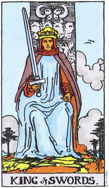 King of Swords, original Rider–Waite–Smith tarot artwork by Pamela Colman Smith