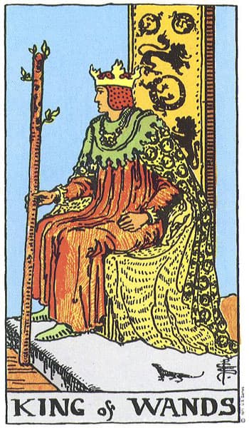 King of Wands, original Rider–Waite–Smith tarot artwork by Pamela Colman Smith
